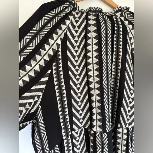 Maeve Monochrome Geometric Long Sleeve Dress - Picture 7 of 16